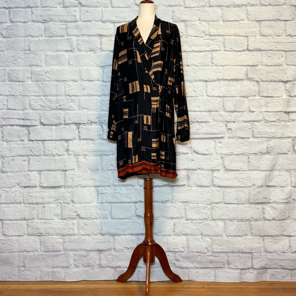 Dries Van Noten Black & Gold Wrap Dress